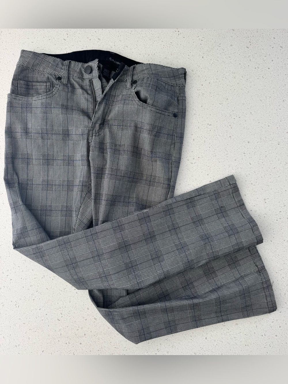Men's Gray Plaid Dress Jeans - Classic Tailored Fit